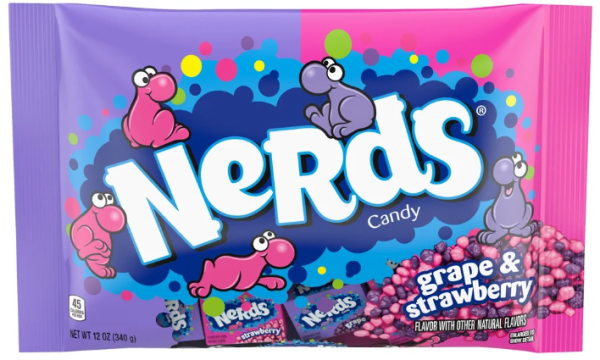 FERRARA NERDS 'Grape & Strawberry' Tiny, Crunchy Candy  255 gr Import USA